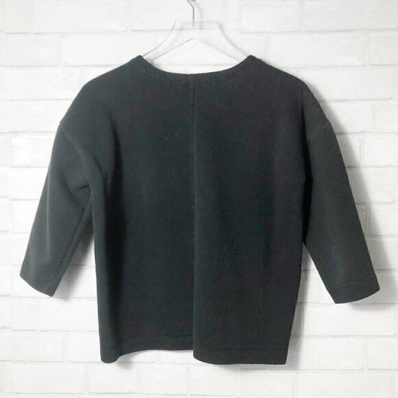 Everlane Black Boxy Oversized 3/4 Sleeve Cotton Oversized Sweatshirt Size S - Picture 6 of 6